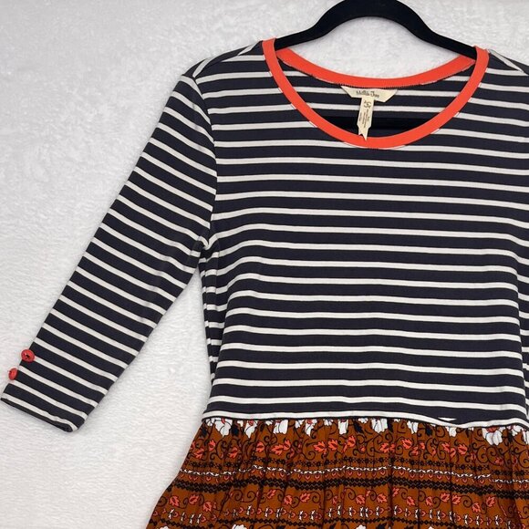 Matilda Jane Winsome Mixed Print Floral Striped Dress size S Whimsy Twee Boho - Picture 5 of 12
